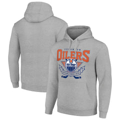 Edmonton Oilers Starter Team Logo Graphic Fleece Tri-Blend Pullover Hoodie Heather Gray