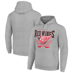 Detroit Red Wings Starter Team Logo Graphic Fleece Tri-Blend Pullover Hoodie Heather Gray