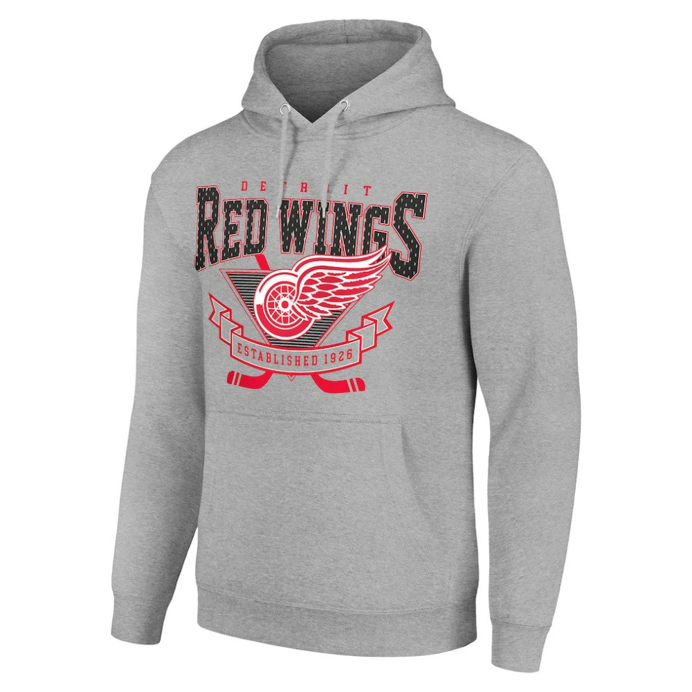 Detroit Red Wings Starter Team Logo Graphic Fleece Tri-Blend Pullover Hoodie Heather Gray