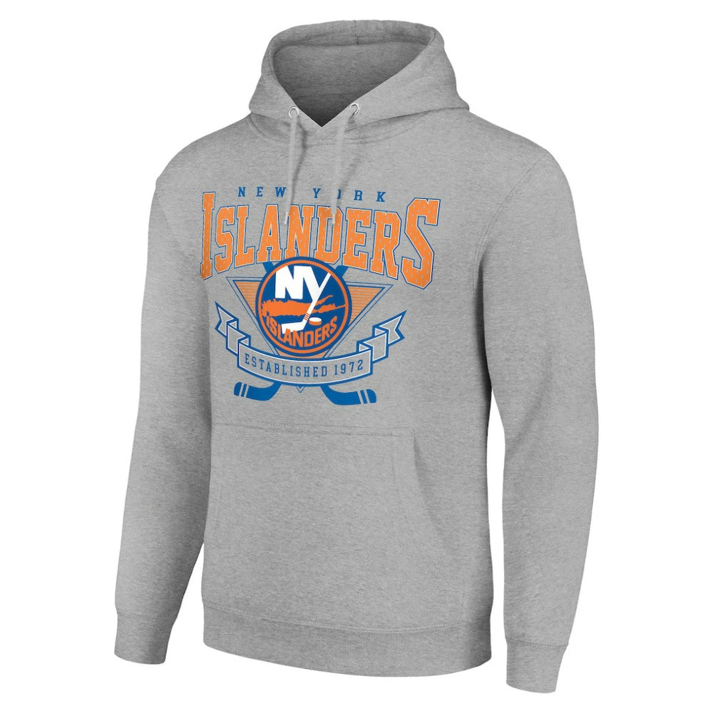 New York Islanders Starter Team Logo Graphic Fleece Tri-Blend Pullover Hoodie Heather Gray