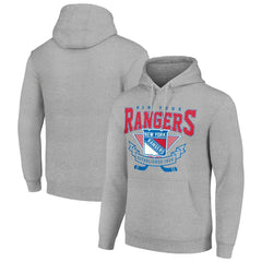 New York Rangers Starter Team Logo Graphic Fleece Tri-Blend Pullover Hoodie Heather Gray