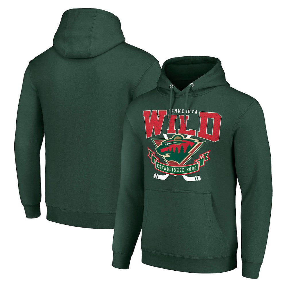 Minnesota Wild Starter Team Logo Graphic Fleece Tri-Blend Pullover Hoodie Olive
