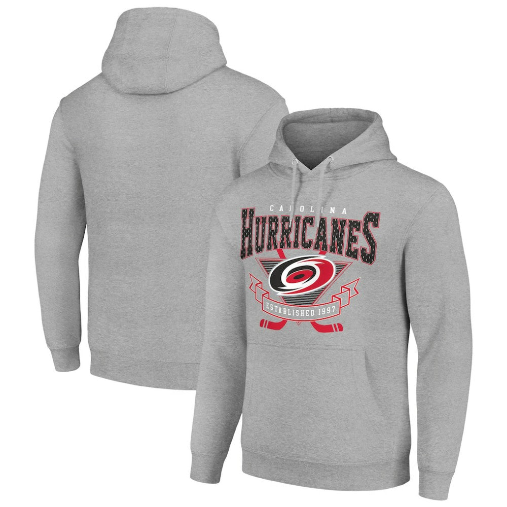 Carolina Hurricanes Starter Team Logo Graphic Fleece Tri-Blend Pullover Hoodie Heather Gray