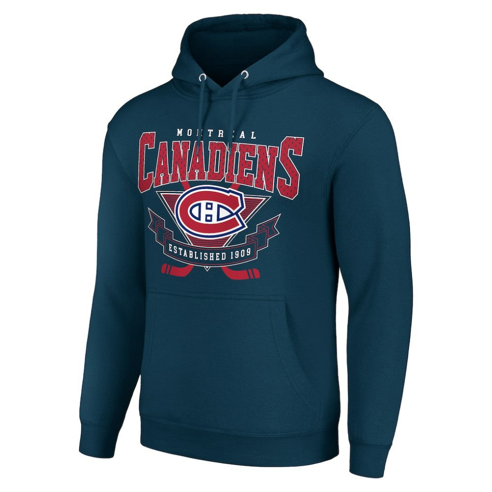 Montreal Canadiens Starter Team Logo Graphic Fleece Tri-Blend Pullover Hoodie Navy