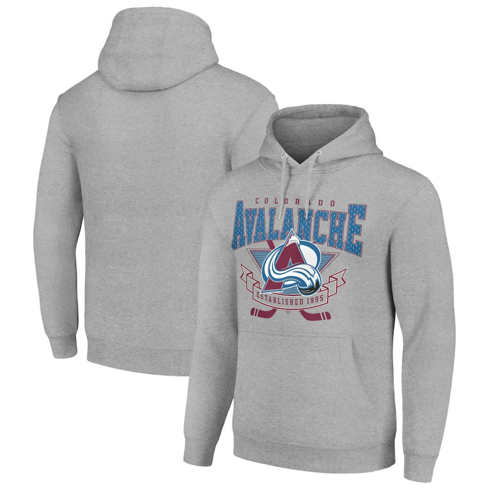 Colorado Avalanche Starter Team Logo Graphic Fleece Tri-Blend Pullover Hoodie Heather Gray