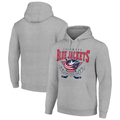 Columbus Blue Jackets Starter Team Logo Graphic Fleece Tri-Blend Pullover Hoodie Heather Gray