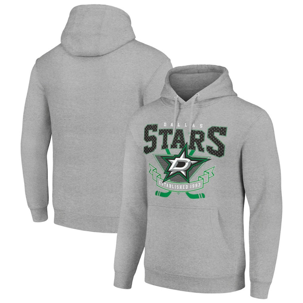 Dallas Stars Starter Team Logo Graphic Fleece Tri-Blend Pullover Hoodie Heather Gray