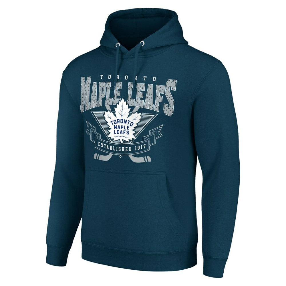 Toronto Maple Leafs Starter Team Logo Graphic Fleece Tri-Blend Pullover Hoodie Navy