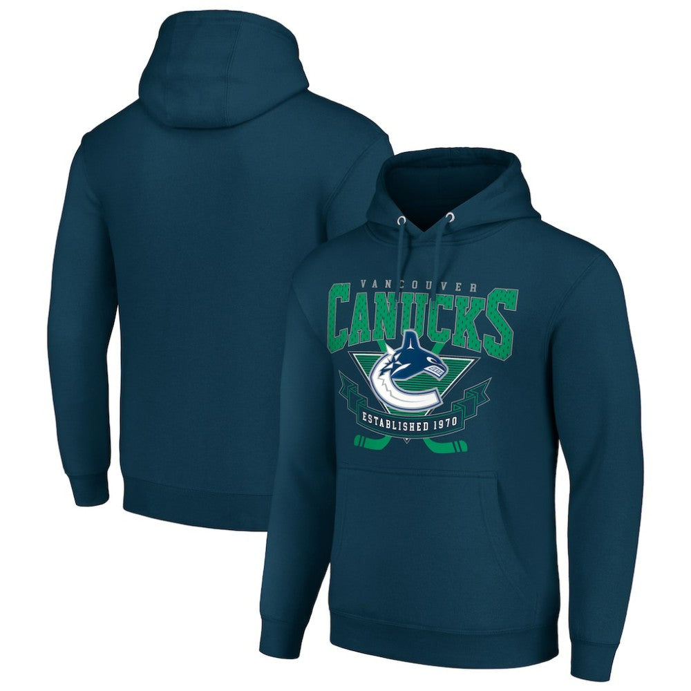 Vancouver Canucks Starter Team Logo Graphic Fleece Tri-Blend Pullover Hoodie Navy