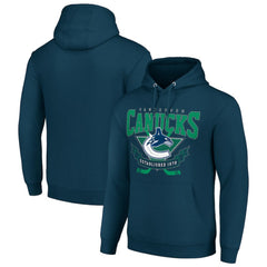Vancouver Canucks Starter Team Logo Graphic Fleece Tri-Blend Pullover Hoodie Navy