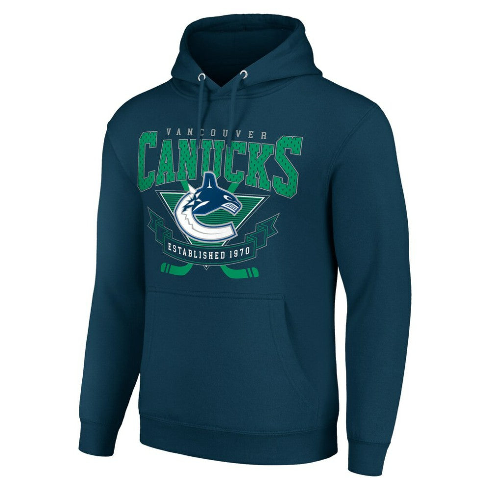 Vancouver Canucks Starter Team Logo Graphic Fleece Tri-Blend Pullover Hoodie Navy
