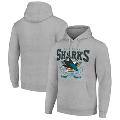 San Jose Sharks Starter Team Logo Graphic Fleece Tri-Blend Pullover Hoodie Heather Gray