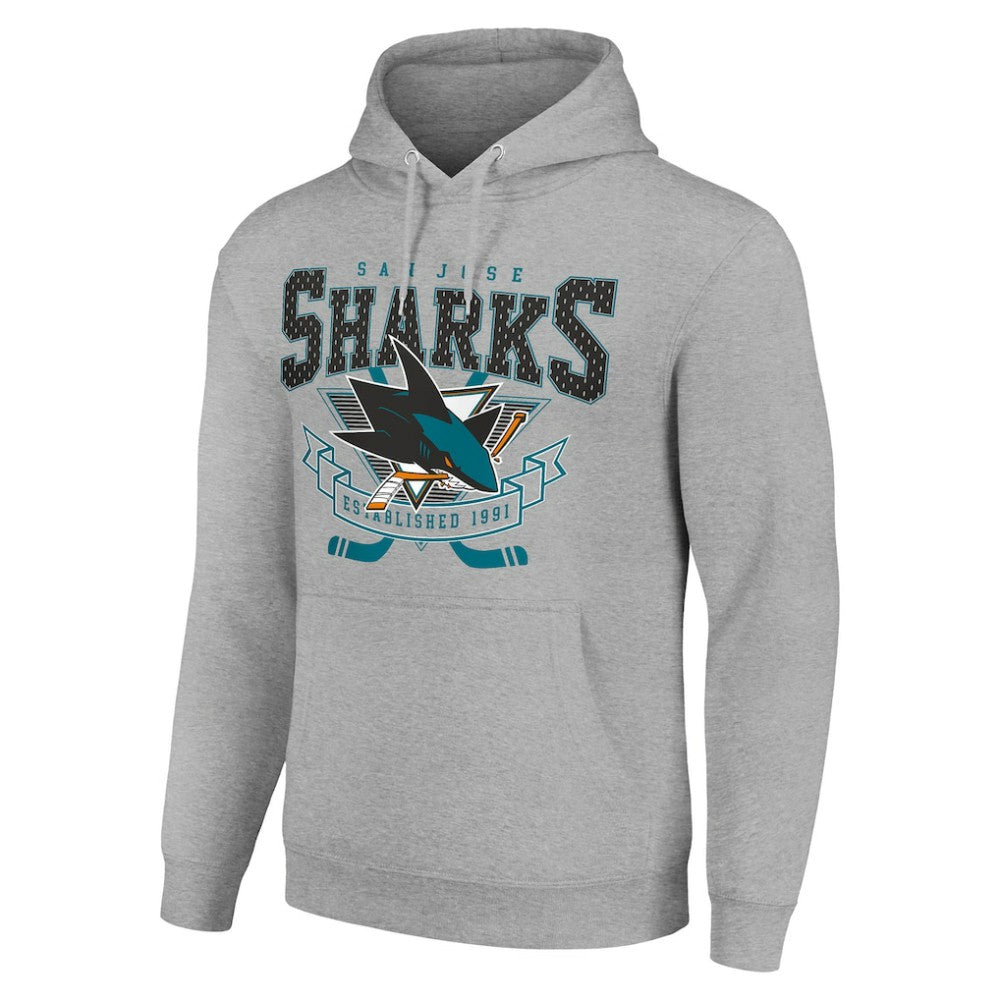 San Jose Sharks Starter Team Logo Graphic Fleece Tri-Blend Pullover Hoodie Heather Gray