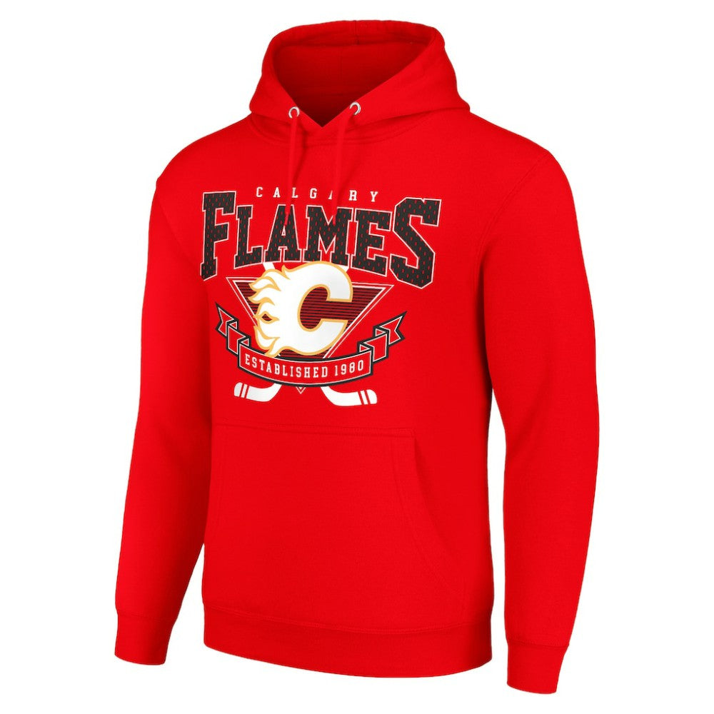 Calgary Flames Starter Team Logo Graphic Fleece Tri-Blend Pullover Hoodie Red