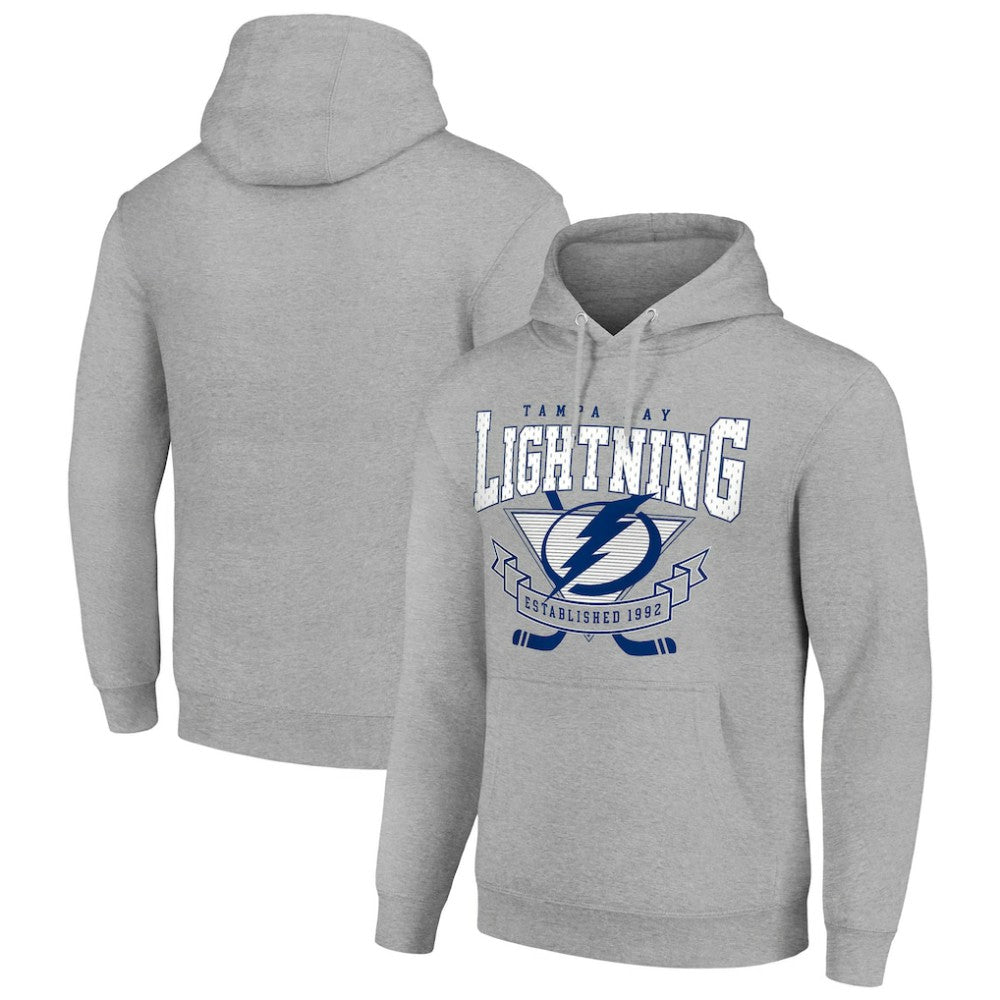 Tampa Bay Lightning Starter Team Logo Graphic Fleece Tri-Blend Pullover Hoodie Heather Gray