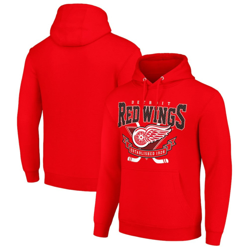 Detroit Red Wings Starter Team Logo Graphic Fleece Tri-Blend Pullover Hoodie Red