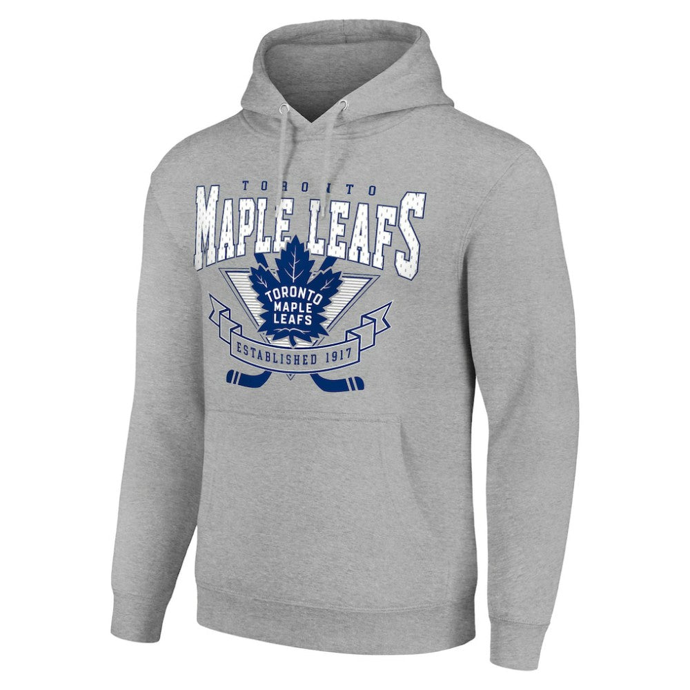 Toronto Maple Leafs Starter Team Logo Graphic Fleece Tri-Blend Pullover Hoodie Heather Gray