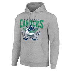 Vancouver Canucks Starter Team Logo Graphic Fleece Tri-Blend Pullover Hoodie Heather Gray