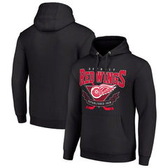 Detroit Red Wings Starter Team Logo Graphic Fleece Tri-Blend Pullover Hoodie Black