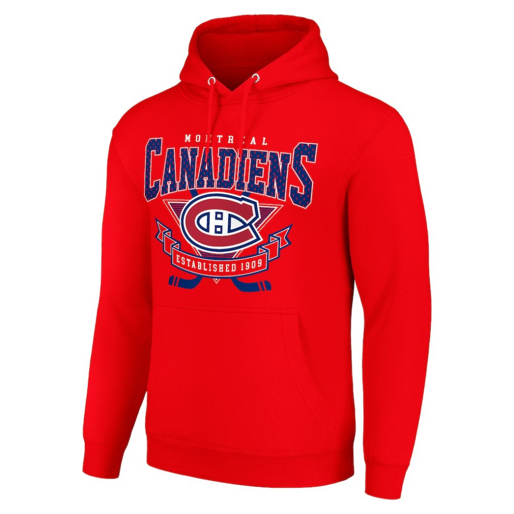 Montreal Canadiens Starter Team Logo Graphic Fleece Tri-Blend Pullover Hoodie Red