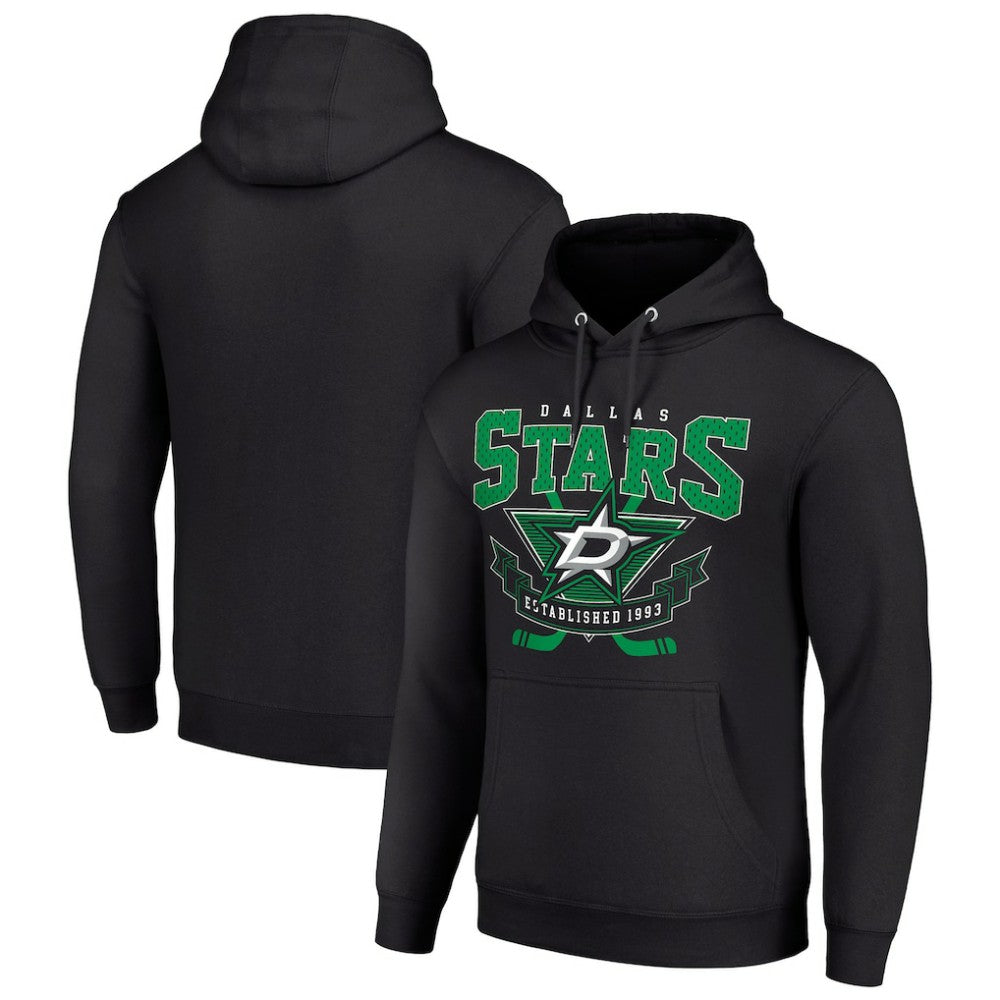 Dallas Stars Starter Team Logo Graphic Fleece Tri-Blend Pullover Hoodie Black