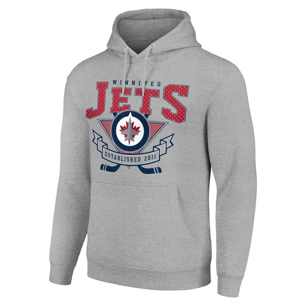 Winnipeg Jets Starter Team Logo Graphic Fleece Tri-Blend Pullover Hoodie Heather Gray