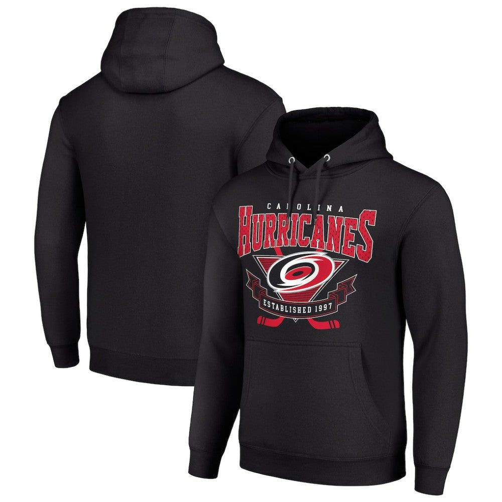 Carolina Hurricanes Starter Team Logo Graphic Fleece Tri-Blend Pullover Hoodie Black