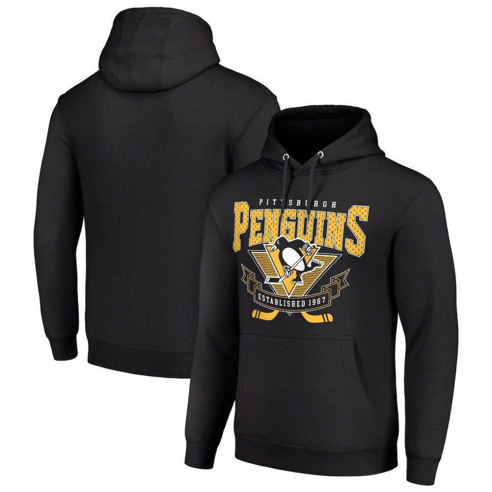 Pittsburgh Penguins Starter Team Logo Graphic Fleece Tri-Blend Pullover Hoodie Black