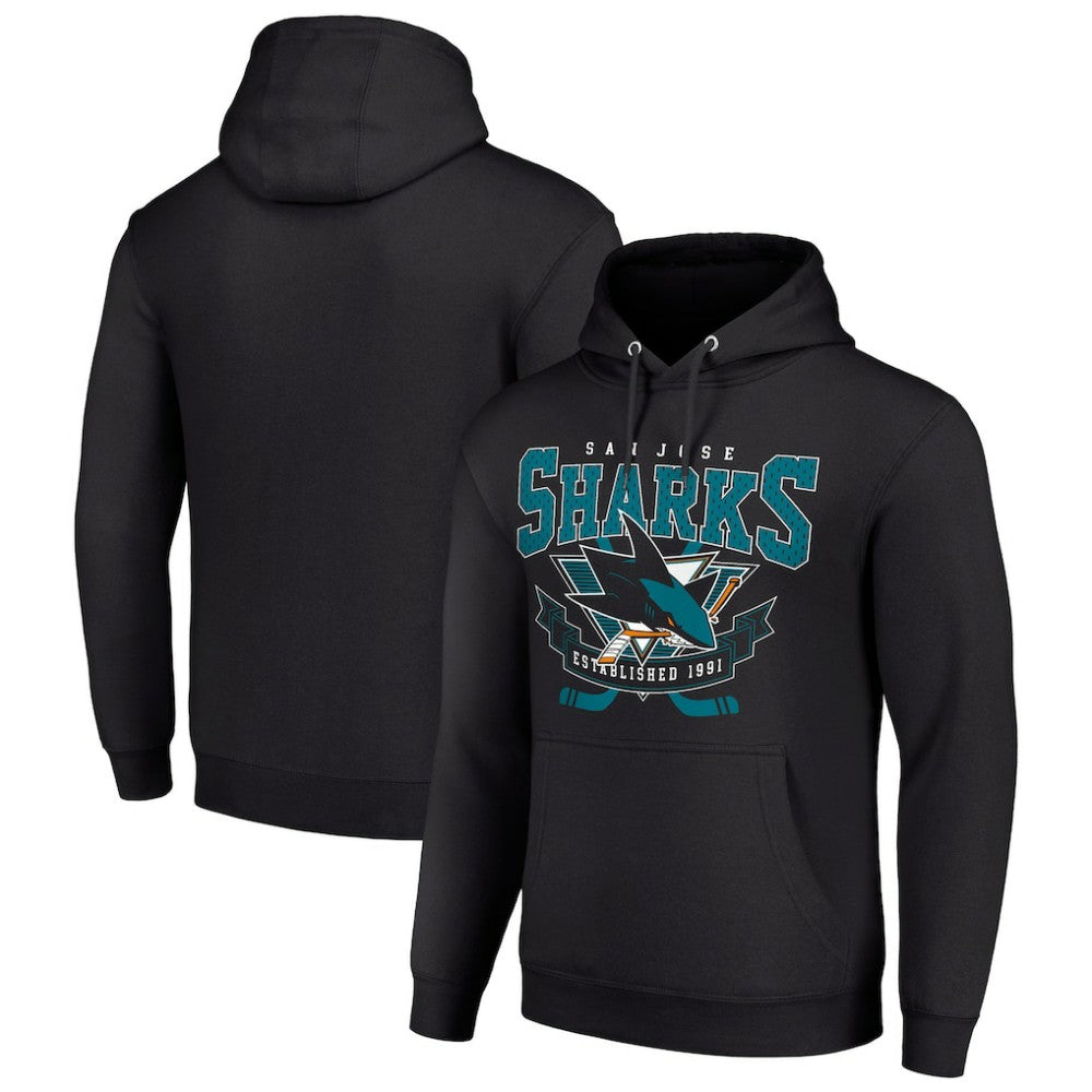 San Jose Sharks Starter Team Logo Graphic Fleece Tri-Blend Pullover Hoodie Black