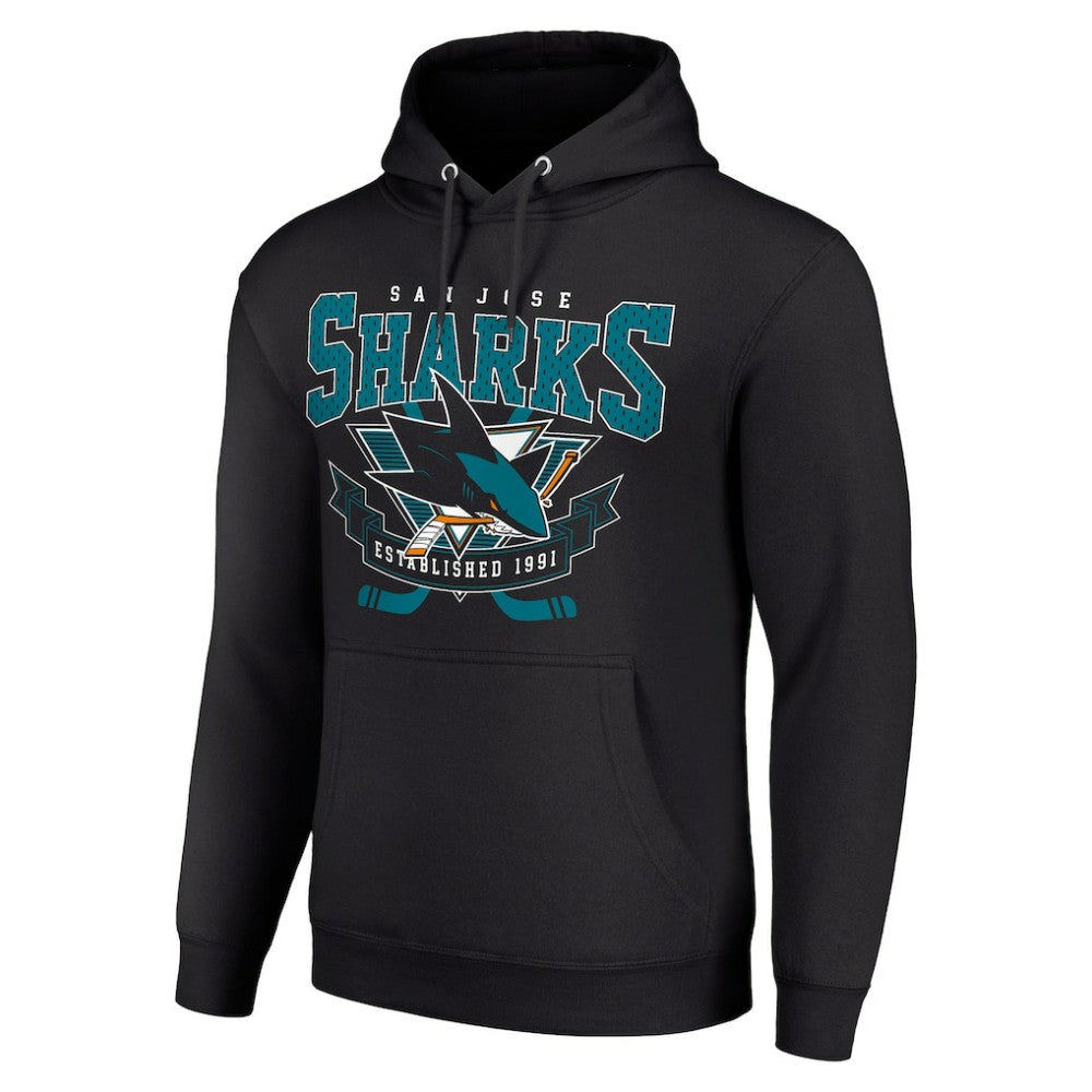 San Jose Sharks Starter Team Logo Graphic Fleece Tri-Blend Pullover Hoodie Black