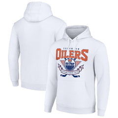 Edmonton Oilers Starter Team Logo Graphic Fleece Tri-Blend Pullover Hoodie White