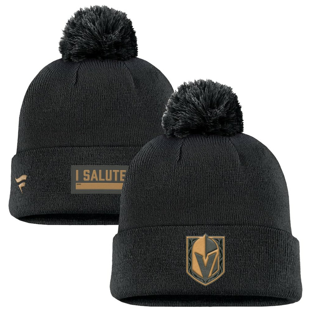 Vegas Golden Knights Fanatics Military Appreciation Cuffed Knit Hat with Pom Black