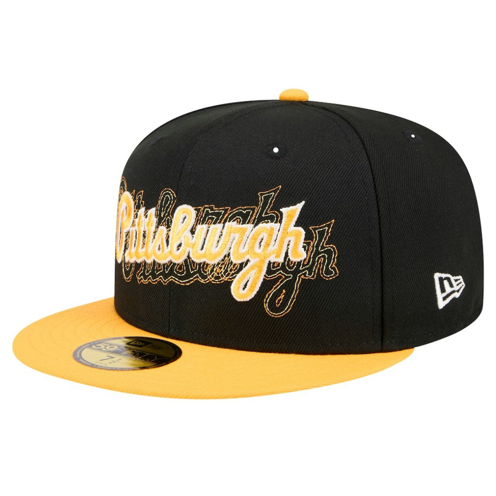 Pittsburgh Pirates Shadow Stitch 59FIFTY Fitted Hat Black | New Era