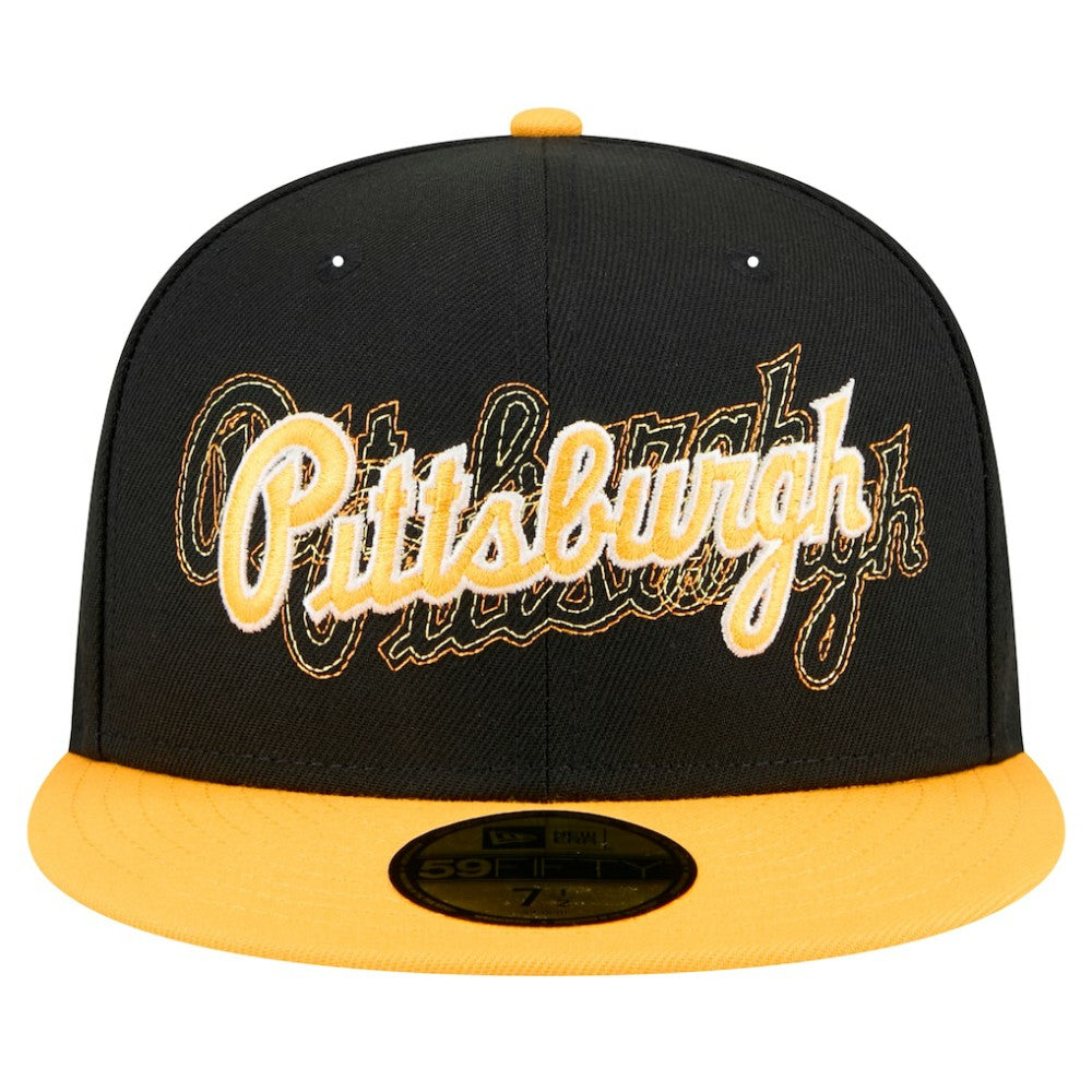 Pittsburgh Pirates Shadow Stitch 59FIFTY Fitted Hat Black | New Era