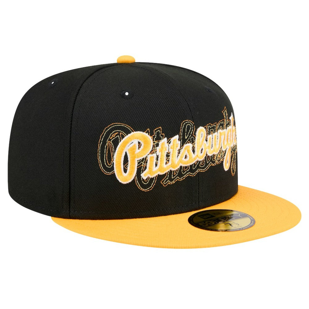Pittsburgh Pirates Shadow Stitch 59FIFTY Fitted Hat Black | New Era