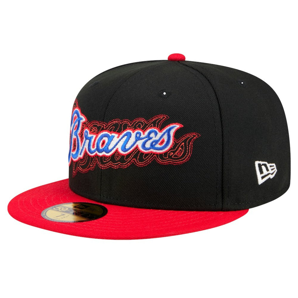 Atlanta Braves Shadow Stitch 59FIFTY Fitted Hat Black | New Era