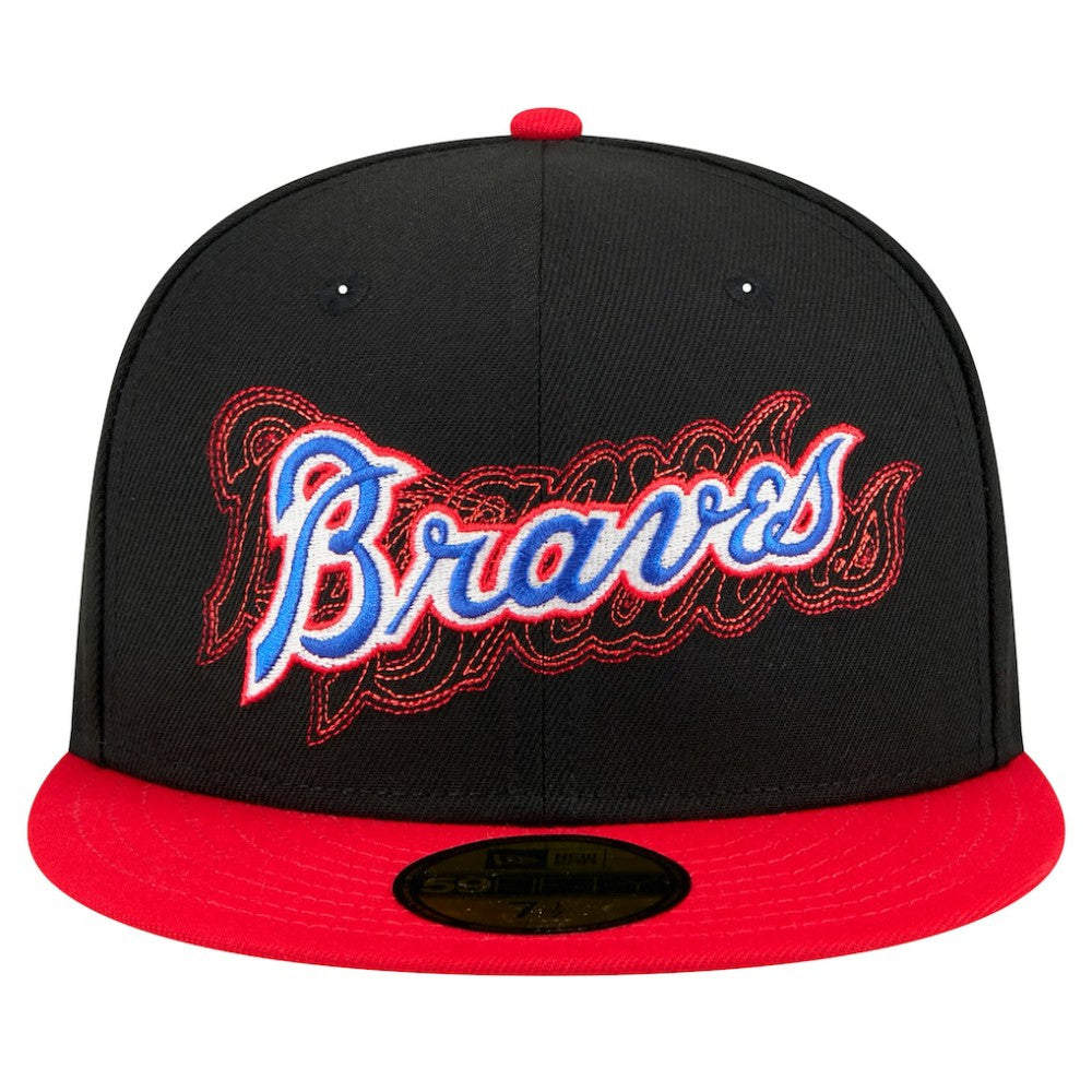 Atlanta Braves Shadow Stitch 59FIFTY Fitted Hat Black | New Era