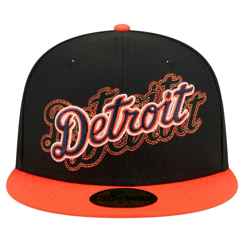 Detroit Tigers Shadow Stitch 59FIFTY Fitted Hat Black | New Era