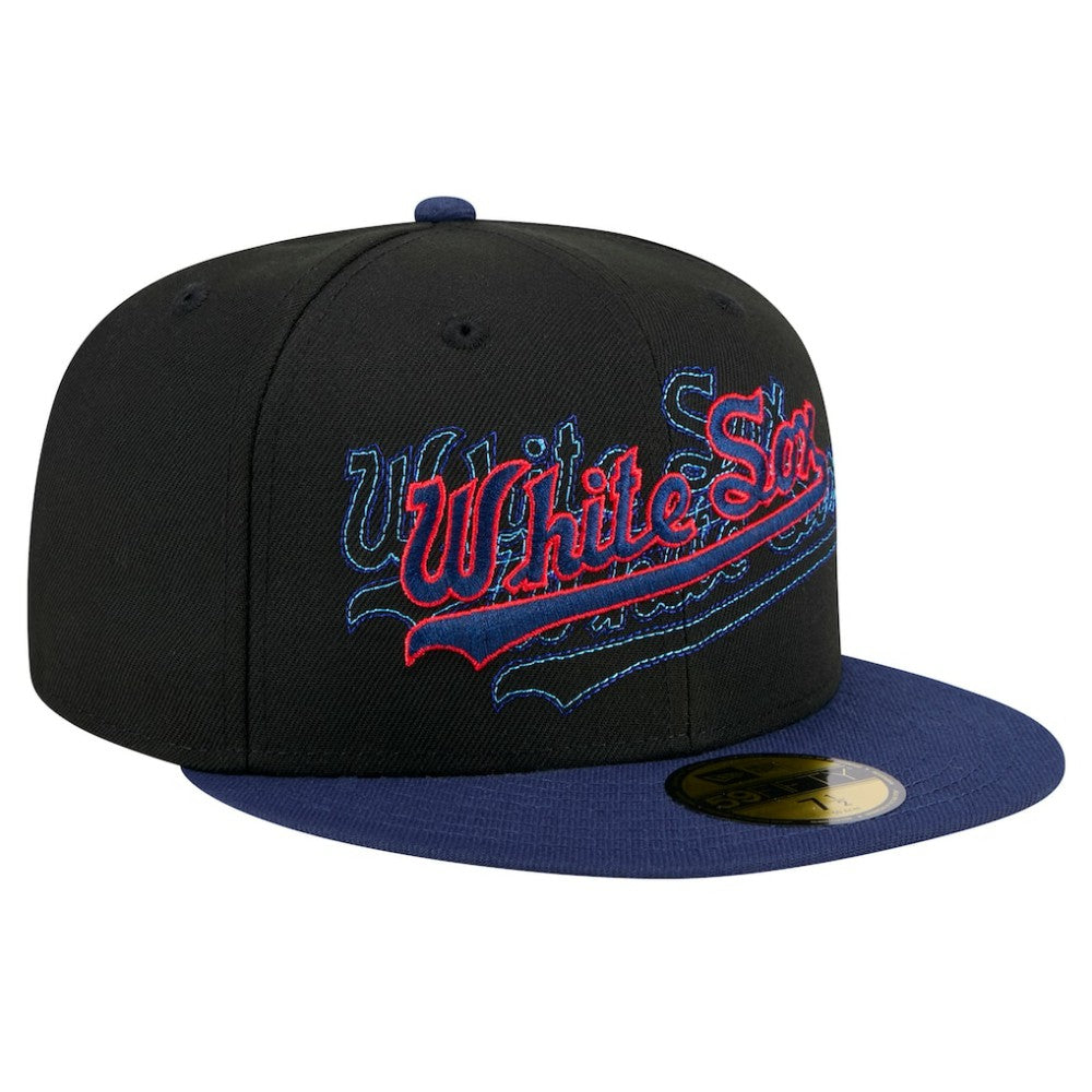 Chicago White Sox Shadow Stitch 59FIFTY Fitted Hat Black | New Era