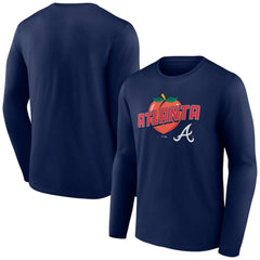 Atlanta Braves Peach Long Sleeve T-Shirt Navy