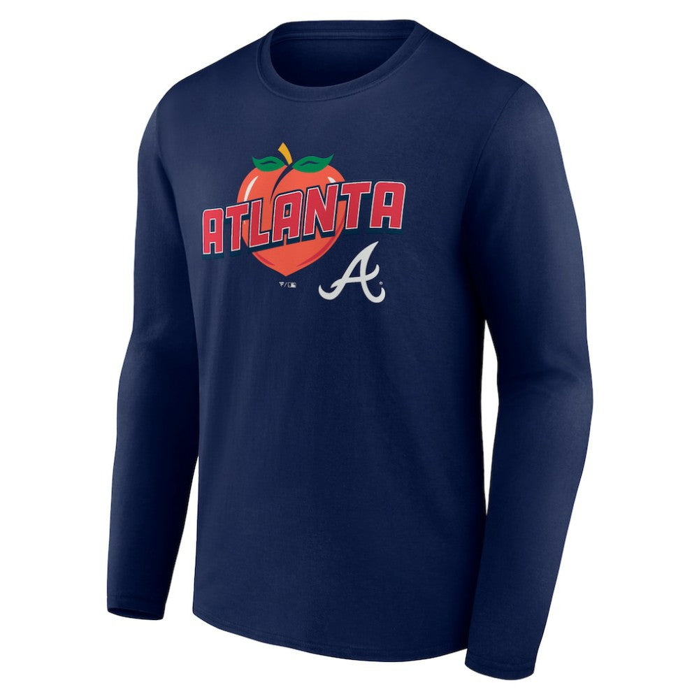 Atlanta Braves Peach Long Sleeve T-Shirt Navy