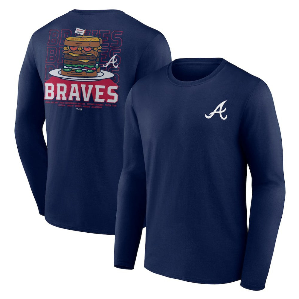 Atlanta Braves Blooper Burger Long Sleeve T-Shirt Navy
