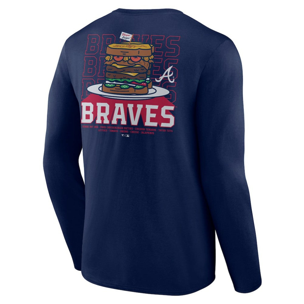 Atlanta Braves Blooper Burger Long Sleeve T-Shirt Navy