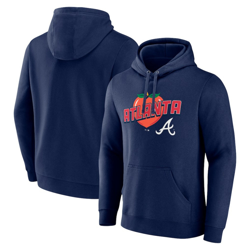 Atlanta Braves Peach Pullover Hoodie Navy