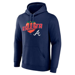 Atlanta Braves Peach Pullover Hoodie Navy