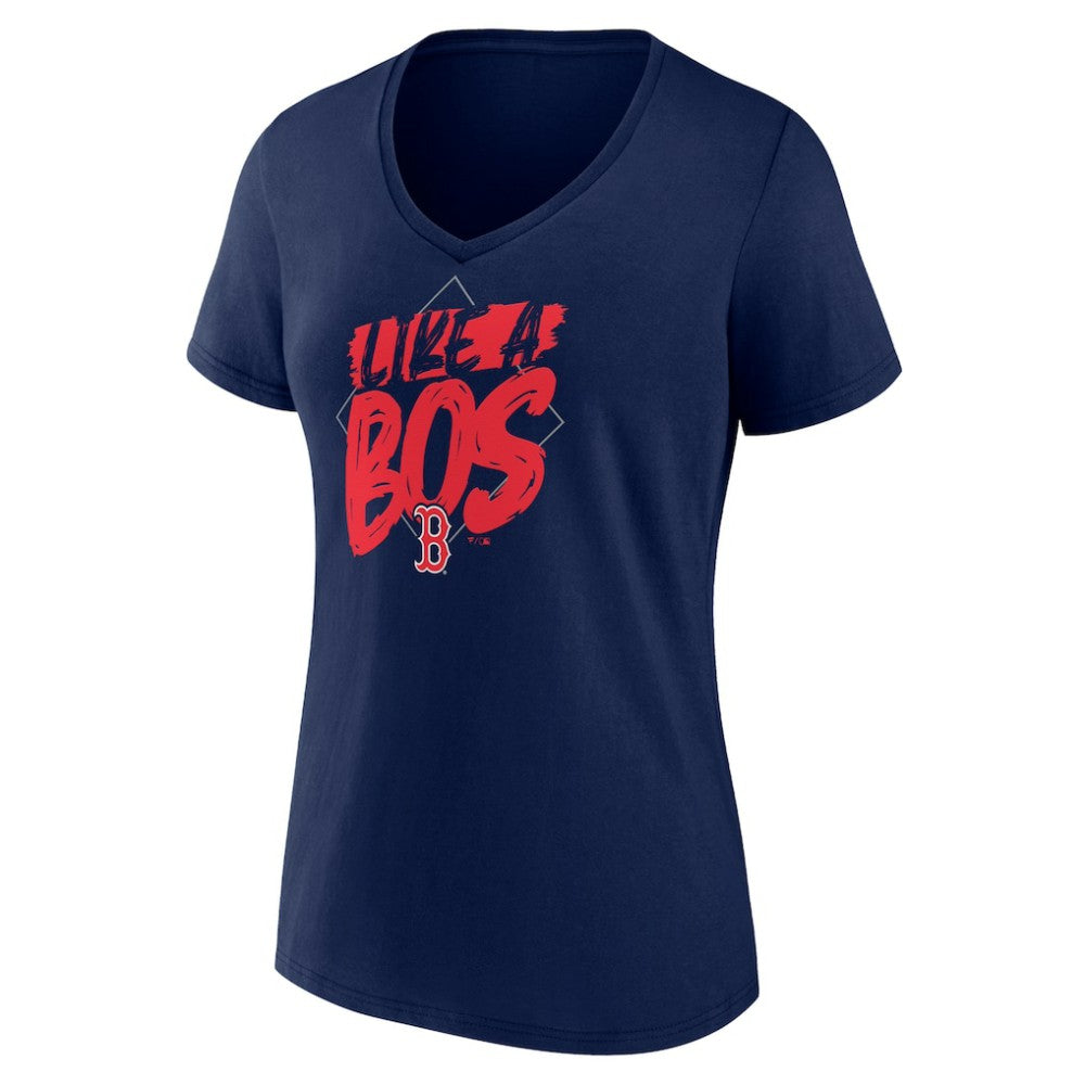 Boston Red Sox Women's Like a BOS V-Neck T-Shirt Navy