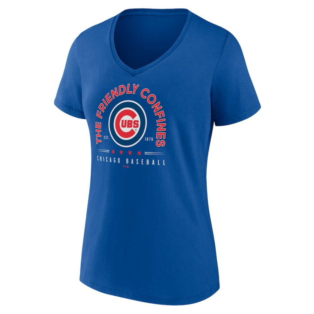 Chicago Cubs Women's Friendly Confines V-Neck T-Shirt Royal