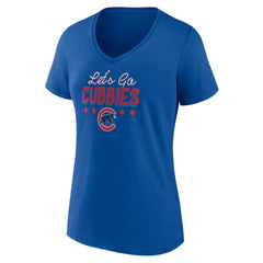 Chicago Cubs Women's Let's Go Cubbies V-Neck T-Shirt Royal