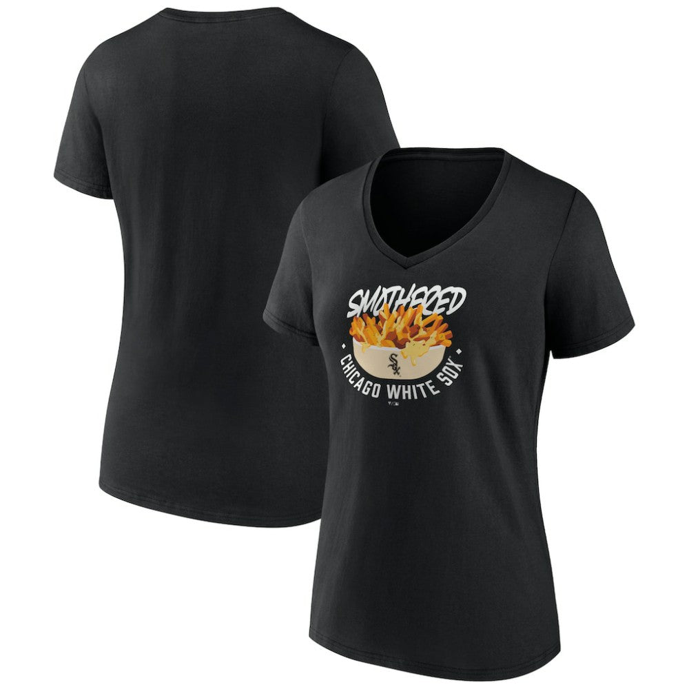 Chicago White Sox Women's Smothered Fries V-Neck T-Shirt Black