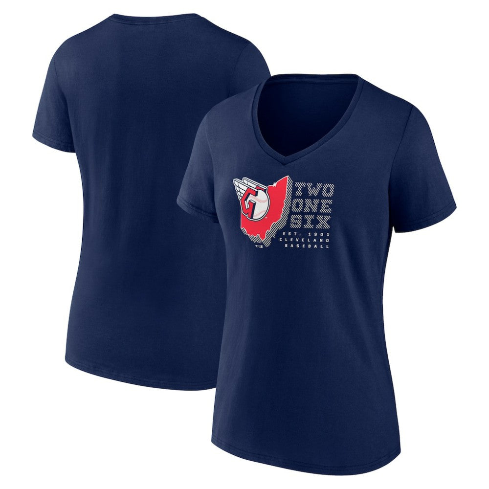 Cleveland Guardians Women's Two One Six V-Neck T-Shirt Navy